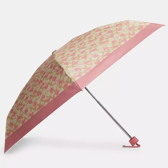 NWT - COACH Mini Umbrella In Signature Heart Print - Light Khaki Chalk- LAST One - Picture 3 of 8